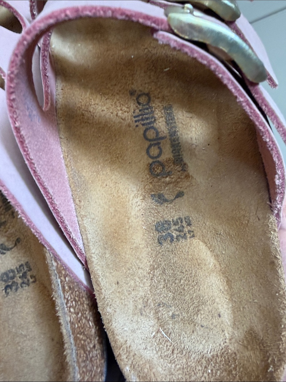 Papillio Birkenstock Women's Pink Suede Buckle Sandals